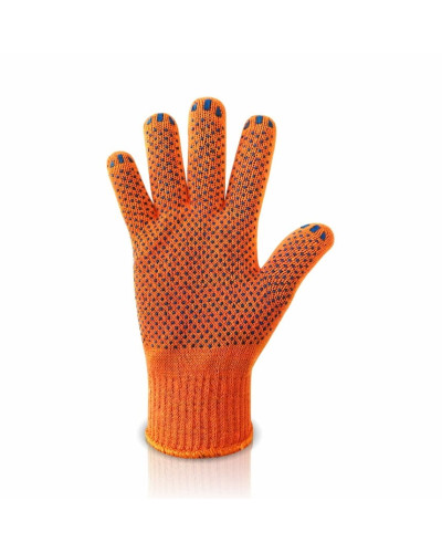 Рукавичка "Зірка" трикотажна робоча помаранчева з пвх