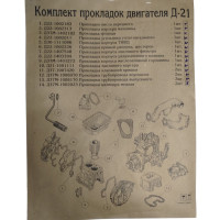 Комплект прокладок двигуна Д-21(повний)