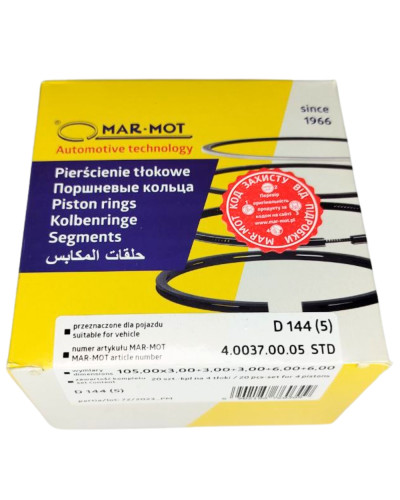 Кільця поршневі 5канавок Польща  MAR-MOT (к-кт) 105мм