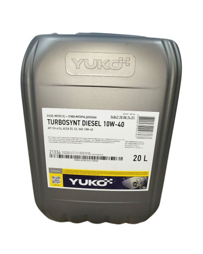 Масло YUKO TurboSynt Diesel 10W40 20л CH-4/SL