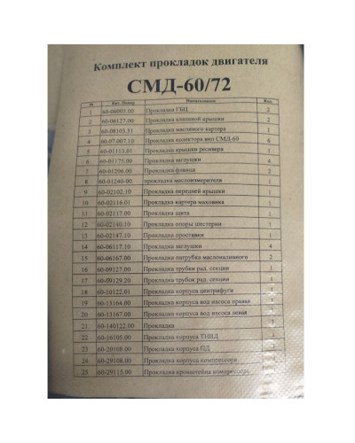 Комплект прокладок двигуна СМД-60(повний)